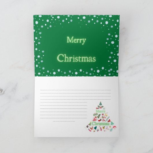 Groene kerstkaart kaart (Binnen)