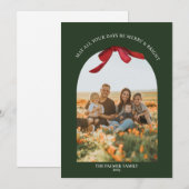 Groene kerstkaart met geschilderde rode strik en f (Voorkant / Achterkant)