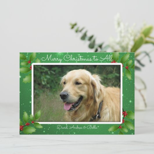 Groene kerstkaartje voor kersttangen feestdagenkaart (Staand voorkant)