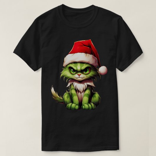 Groene Kerstkat 1 T-shirt (Design voorkant)
