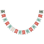 Groene kerstkeuken met deorerende feestbanner vlaggetjes (Alle)