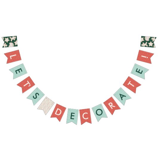 Groene kerstkeuken met deorerende feestbanner vlaggetjes (Alle)