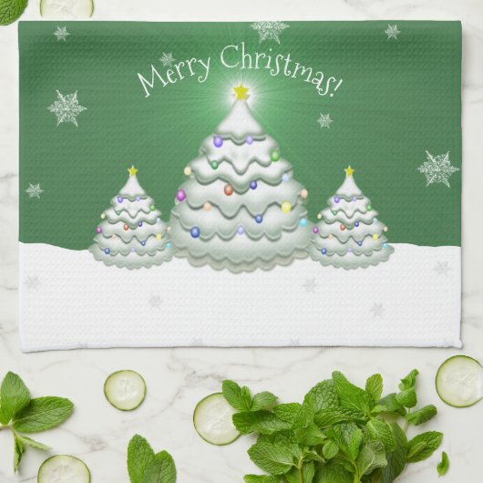 Groene kerstkeukenhanddoeken theedoek (Gevouwen)