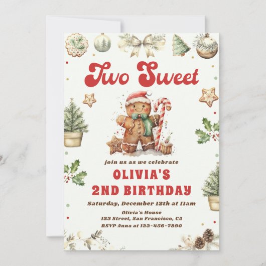 Groene Kerstkoekje Twee Lieve 2e Verjaardag Kaart (Voorkant)
