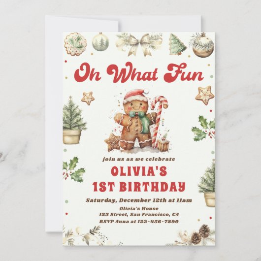 Groene Kerstkoekje Verjaardagsfeestje Oh wat leuk Kaart (Voorkant)