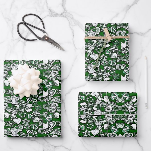 Groene kerstkoekjes inpakpapier vel (Voorkant)