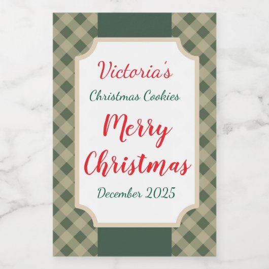 Groene kerstkoekjes labels cadeau stickers (Enkel label)