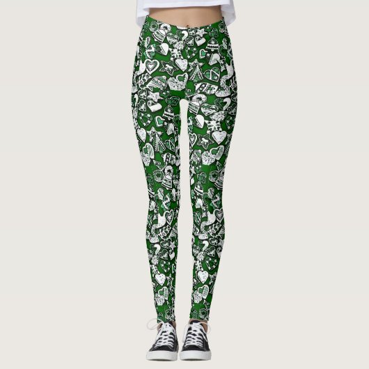 Groene kerstkoekjes leggings (Voorkant)