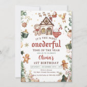 Groene kerstkoekjes Onederful 1e verjaardag Kaart (Voorkant)