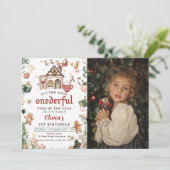 Groene Kerstkoekjes Onederful Verjaardagsfoto Kaart (Staand voorkant)