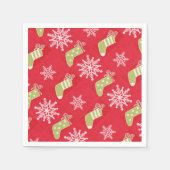 Groene kerstkousen en Snowflakes Red Servet (Voorkant)