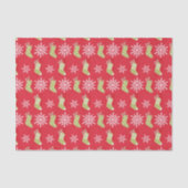 Groene kerstkousen en Snowflakes Red Tissuepapier (Voorkant)