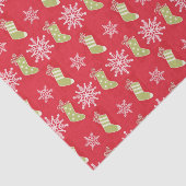 Groene kerstkousen en Snowflakes Red Tissuepapier (Detail)