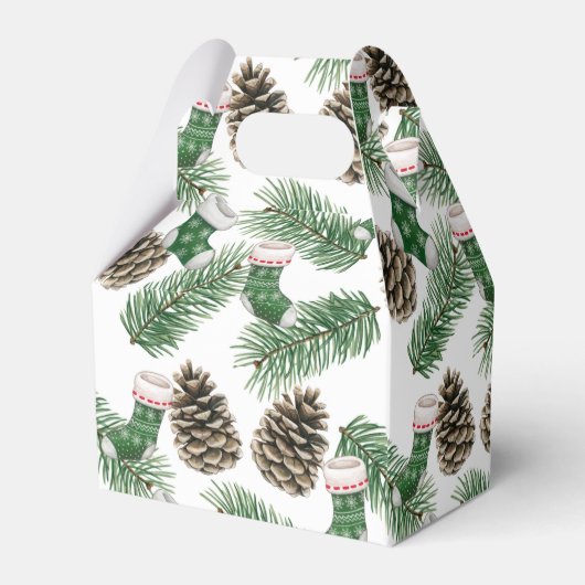 Groene kerstkousen, Pinecones en Branches Bedankdoosjes (Achterkant)