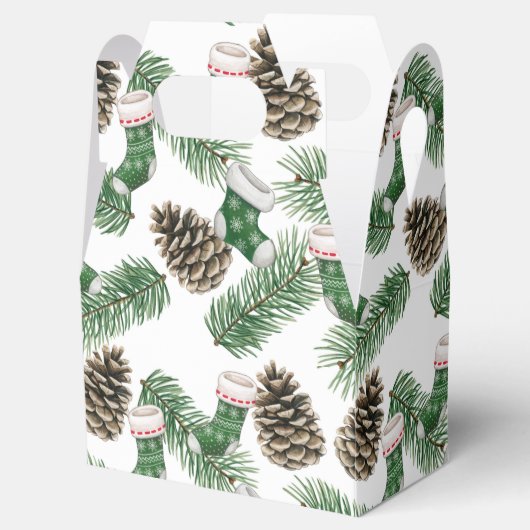 Groene kerstkousen, Pinecones en Branches Bedankdoosjes (Geopend)