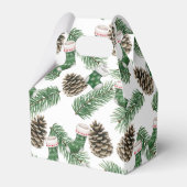 Groene kerstkousen, Pinecones en Branches Bedankdoosjes (Voorkant Zijde)