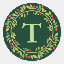 Groene Kerstkrans Envelope Zegel