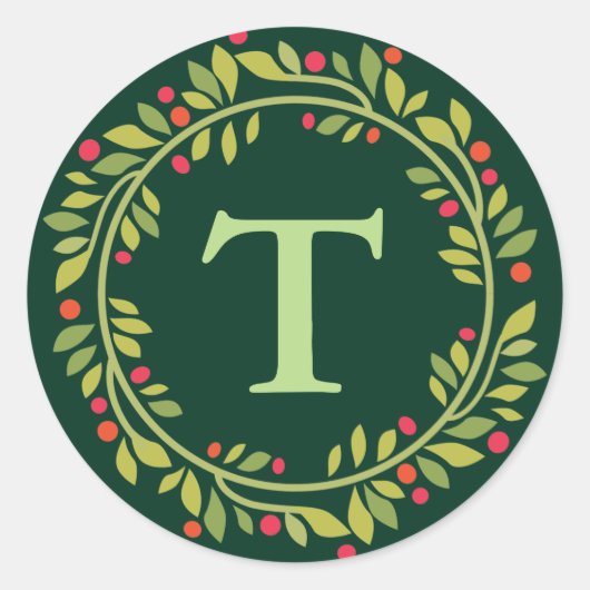 Groene Kerstkrans Envelope Zegel (Voorkant)