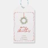 Groene Kerstkrans Kerstcadeau Label Cadeaulabel (Voorkant)