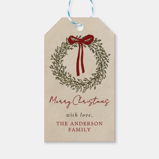 Groene Kerstkrans Kerstcadeau Labels Cadeaulabel (Voorkant)