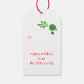 Groene Kerstkrans Rode Monogram Cadeaulabel (Achterkant)