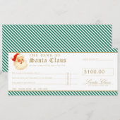 Groene Kerstman Cheque Cadeaubon Card Kaart (Voorkant / Achterkant)