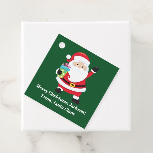 Groene Kerstman Custom Kinder kerstfeest Bedankjes Labels (In situ)