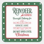 Groene Kerstman express levering Kerst gestippeld Vierkante Sticker (Voorkant)