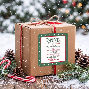 Groene Kerstman express levering Kerst gestippeld Vierkante Sticker