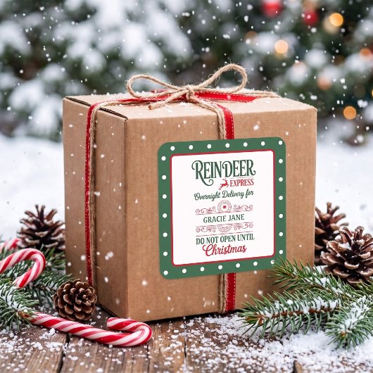 Groene Kerstman express levering Kerst gestippeld Vierkante Sticker