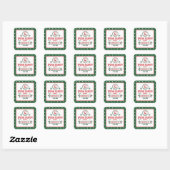 Groene Kerstman Express Rendier bezorging gestippe Vierkante Sticker (Vel)