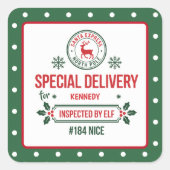 Groene Kerstman Express Rendier bezorging gestippe Vierkante Sticker (Voorkant)