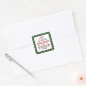 Groene Kerstman Express Rendier bezorging gestippe Vierkante Sticker (Envelop)