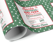 Groene Kerstman Expressbezorging Gestippeld Cadeaupapier (Rol Hoek)