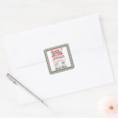 Groene Kerstman Expressbezorging Kerst Plaid Vierkante Sticker (Envelop)