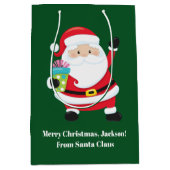Groene Kerstman Gepersonaliseerd Kinder Kerst Medium Cadeauzakje (Voorkant)
