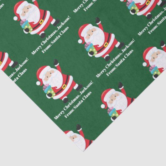 Groene Kerstman Gepersonaliseerd Kinder Kerst Tissuepapier (Detail)