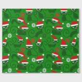 Groene Kerstman Katten Cadeaupapier (Vlak)