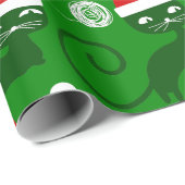 Groene Kerstman Katten Cadeaupapier (Rol Hoek)
