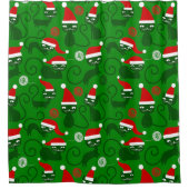 Groene Kerstman Katten Douchegordijn (Voorkant)