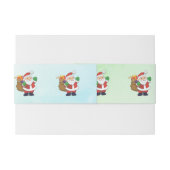 Groene kerstman met speelgoed uitnodigingen wikkel (Achterkant Voorbeeld)