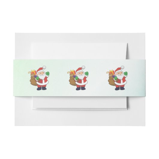 Groene kerstman met speelgoed uitnodigingen wikkel (Voorkant Voorbeeld)