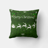 Groene Kerstmannen slee en rendier worp kussen (Achterkant)