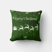 Groene Kerstmannen slee en rendier worp kussen (Voorkant)