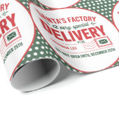Groene Kerstman's Fabriek Speciale Levering Gestip Cadeaupapier (Rol Hoek)