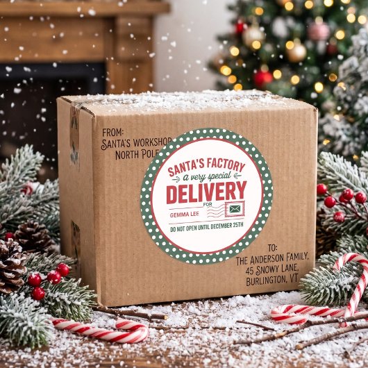 Groene Kerstman's Fabriek Speciale Levering Gestip Ronde Sticker