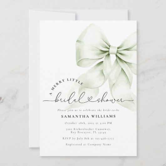 Groene Kerstmis Bruids Douche Uitnodiging (Voorkant)