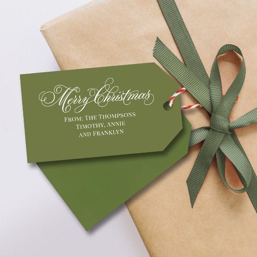 Groene Kerstmis Calligraphy Lettertype  Cadeaulabel