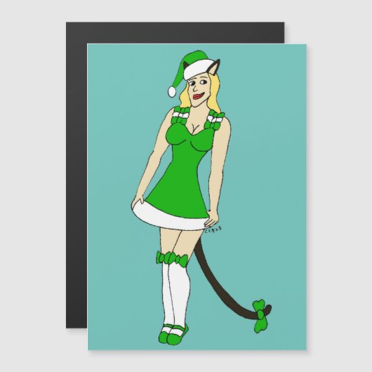 Groene Kerstmis catgirl (Voorkant / Achterkant)