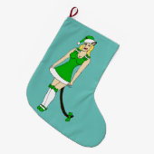 Groene Kerstmis catgirl Grote Kerstsok (Voorkant (Hangend))